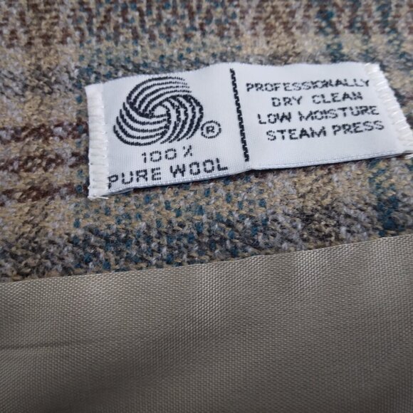 JH Collectibles | Vintage Plaid 100% Wool Blazer Lined Tan Blue | Size 10P - Picture 11 of 12
